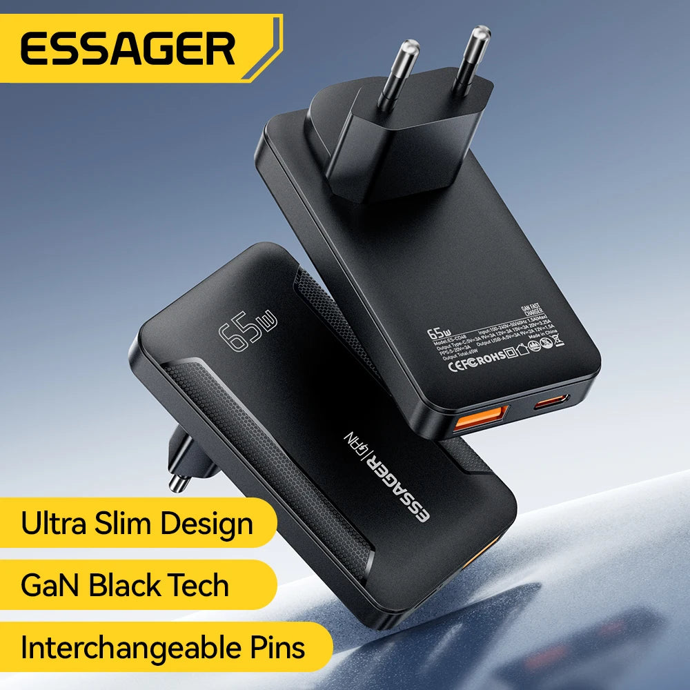 Essager Ultra Thin 65W GaN pro Travel Charger Quick Charge 4