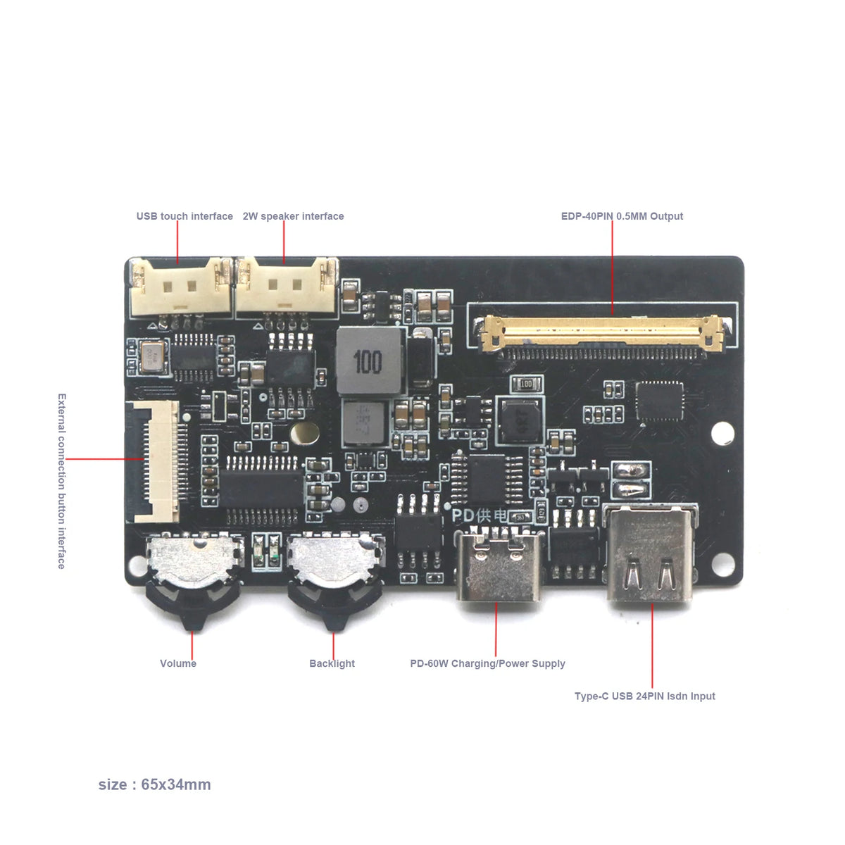 Isdn USB Type-C To EDP Driver Board EDP Signal 2K 4k 30PIN 4