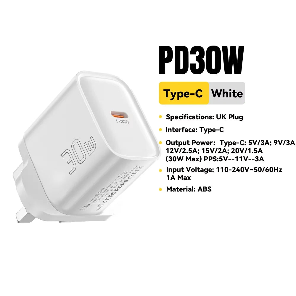 Essager 30W Type-C Charger PD 3.0 USB C Charger For iPhone 16 15 14 Pro Samsung Huawei Xiaomi Tablet iPad Air Pro Phone Charger