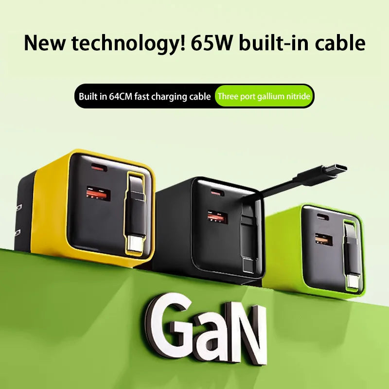 65W GaN PD USB-C Charging Head Fast Charger With Built-in 80