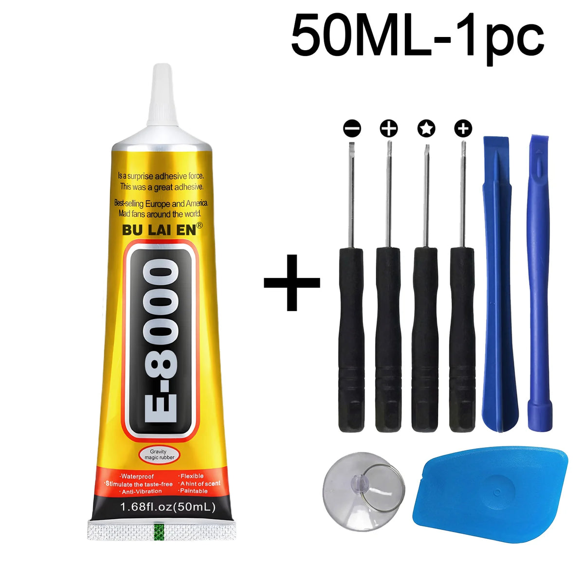 8 in 1 Mobile Phone Repair Tools Disassemble Repair Kit for Android iPhone Screwdriver Combination Skid Multi Function Disassembly Set With E-8000 Mobile Phone Screen High-Strength Waterproof Adhesive