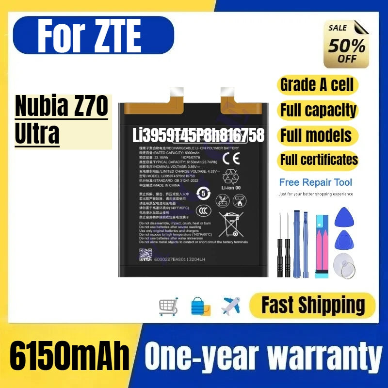 Li3959T45P8h816758 for ZTE Nubia Z70 Ultra Phone Battery Hig