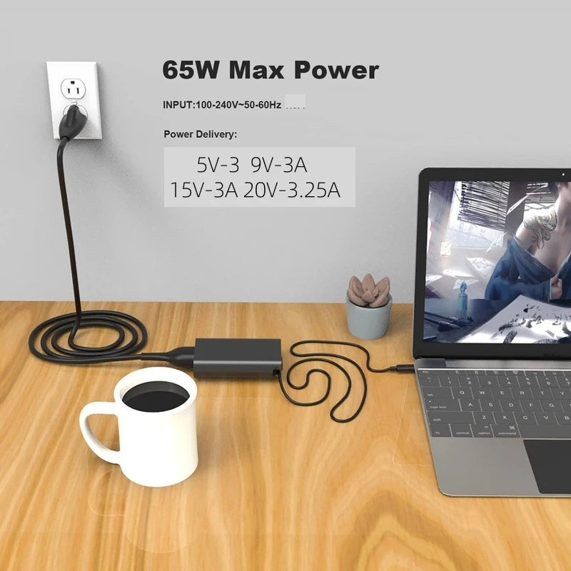 65W Type/USB C Laptop Power Adapter for Dell Latitude 5530 5
