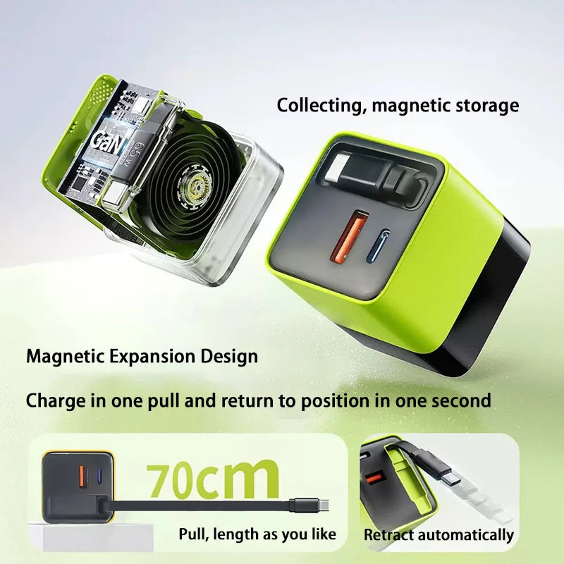 65W GaN PD USB-C Charging Head Fast Charger With Built-in 80