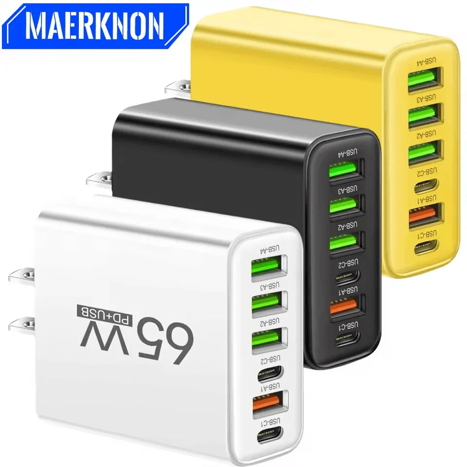 Multi Ports 65W USB Charger Fast Charging Type C Phone Charg