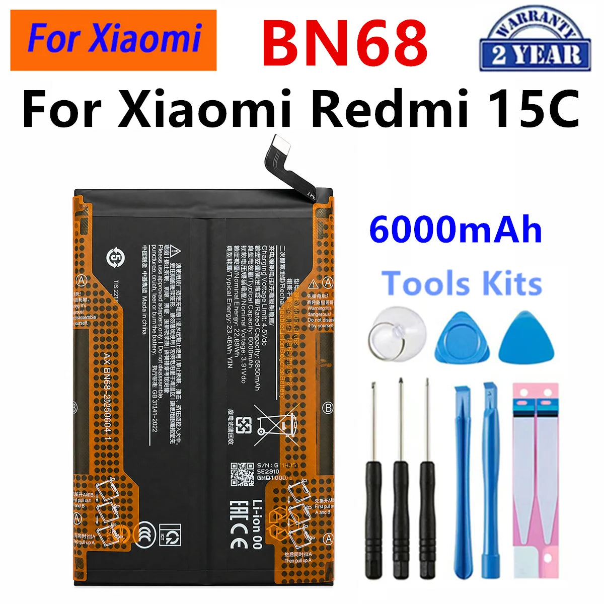 Brand New Battery BM5R BN5X BN68 BN70 For Xiaomi Redmi 12 5G