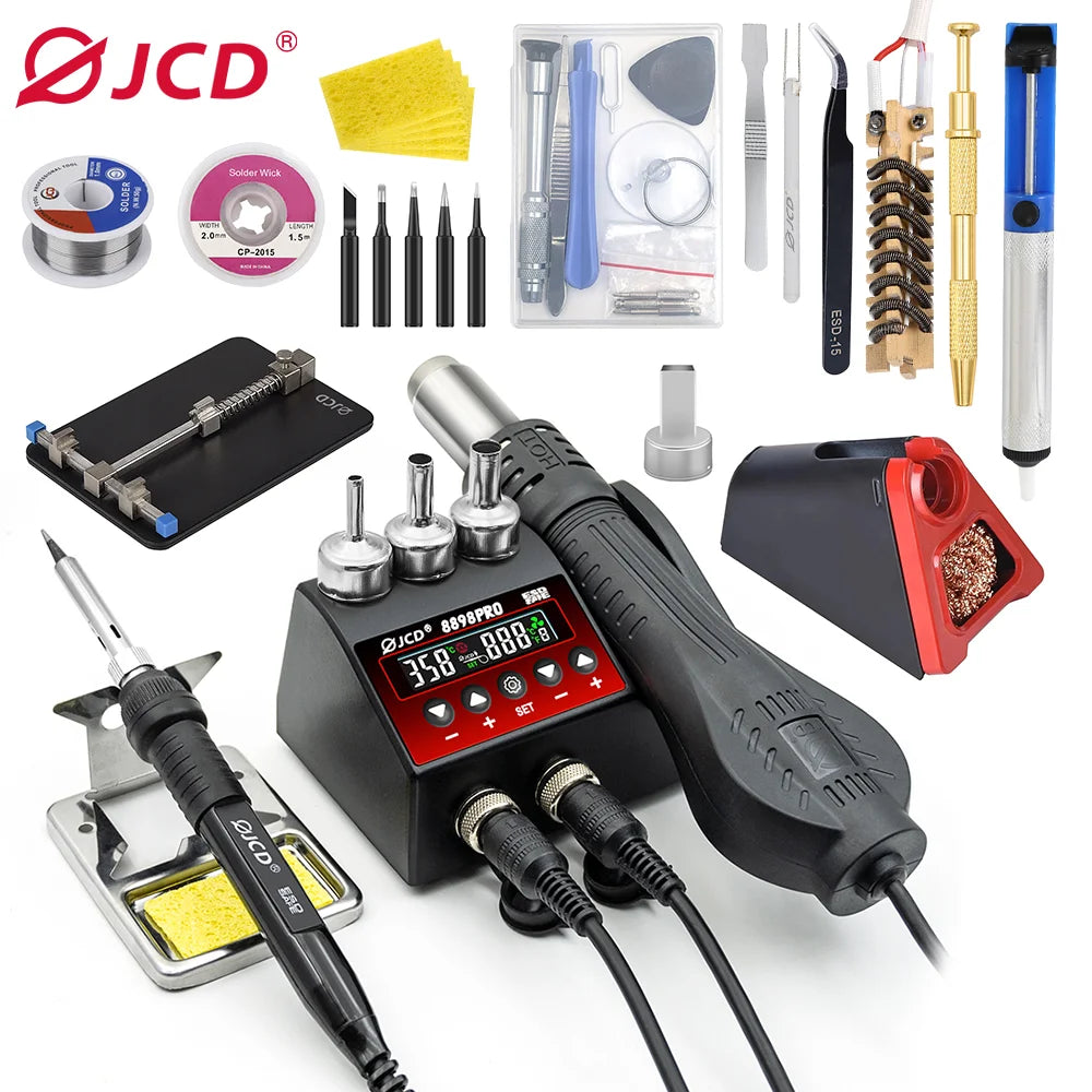 JCD 750W Soldering Station 8898Pro LCD HD Digital Display 2 in 1 Rework Welding Station For Phone BGA SMD PCB IC Repair Tools