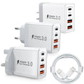 EU/UK/US/AU Plug Multi-Port USB-C/USB-A Wall Charger with Ty