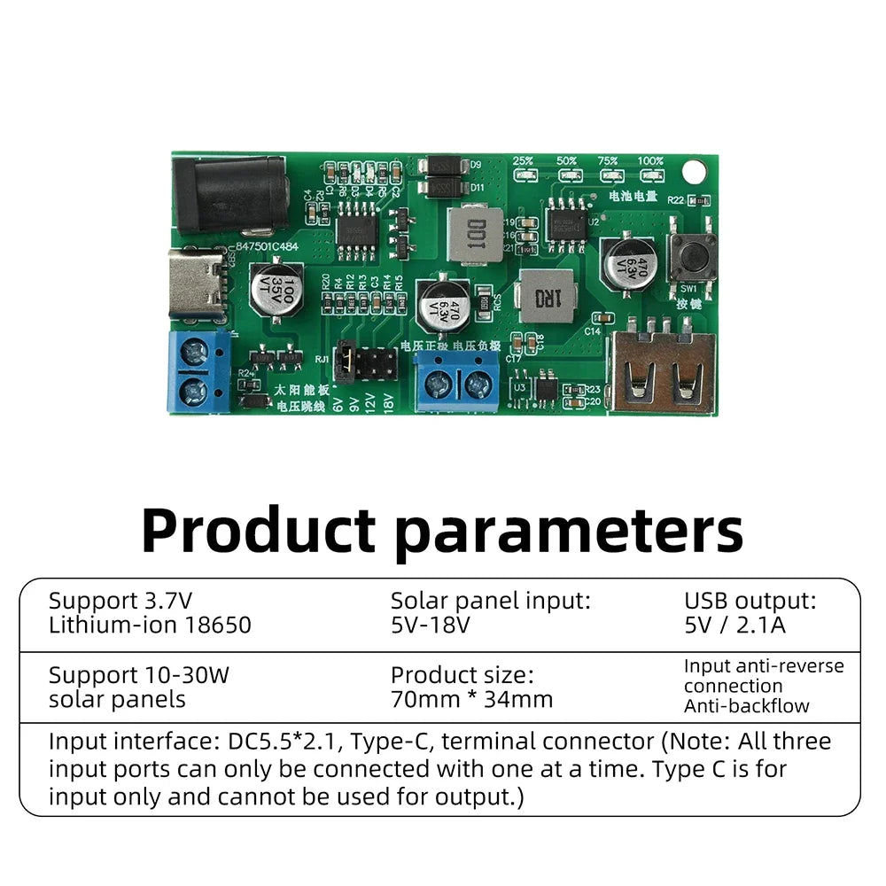 MPPT Solar Charger Control Board 5V 2.1A USB Output Anti Rev
