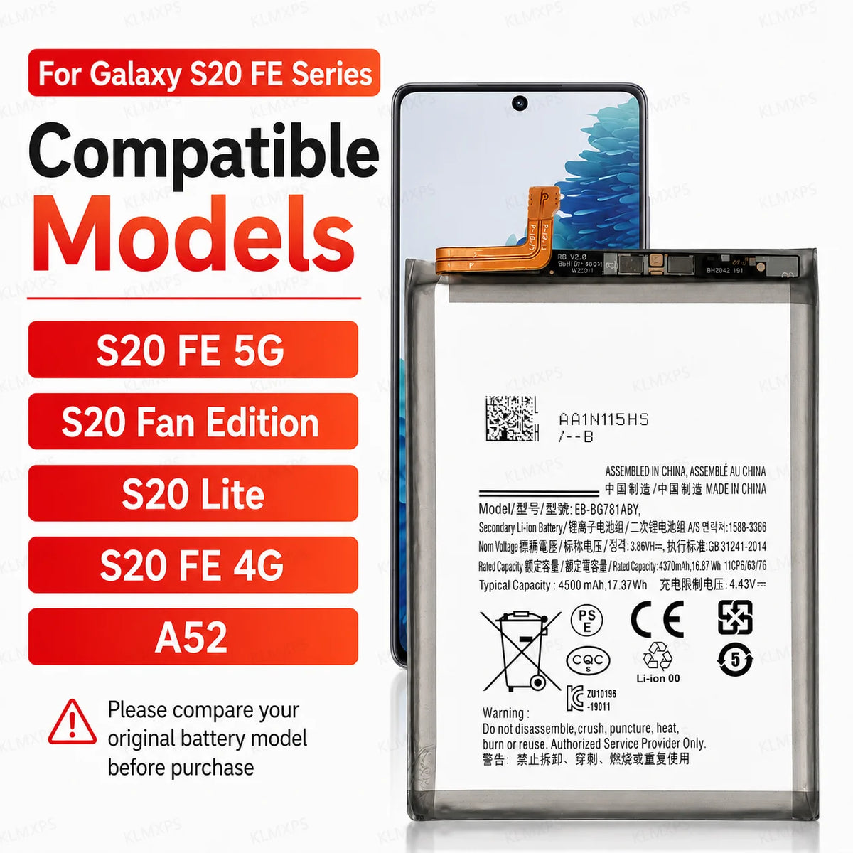Mobile Phone Replacement Battery for Samsung SM-G781 SM-A526