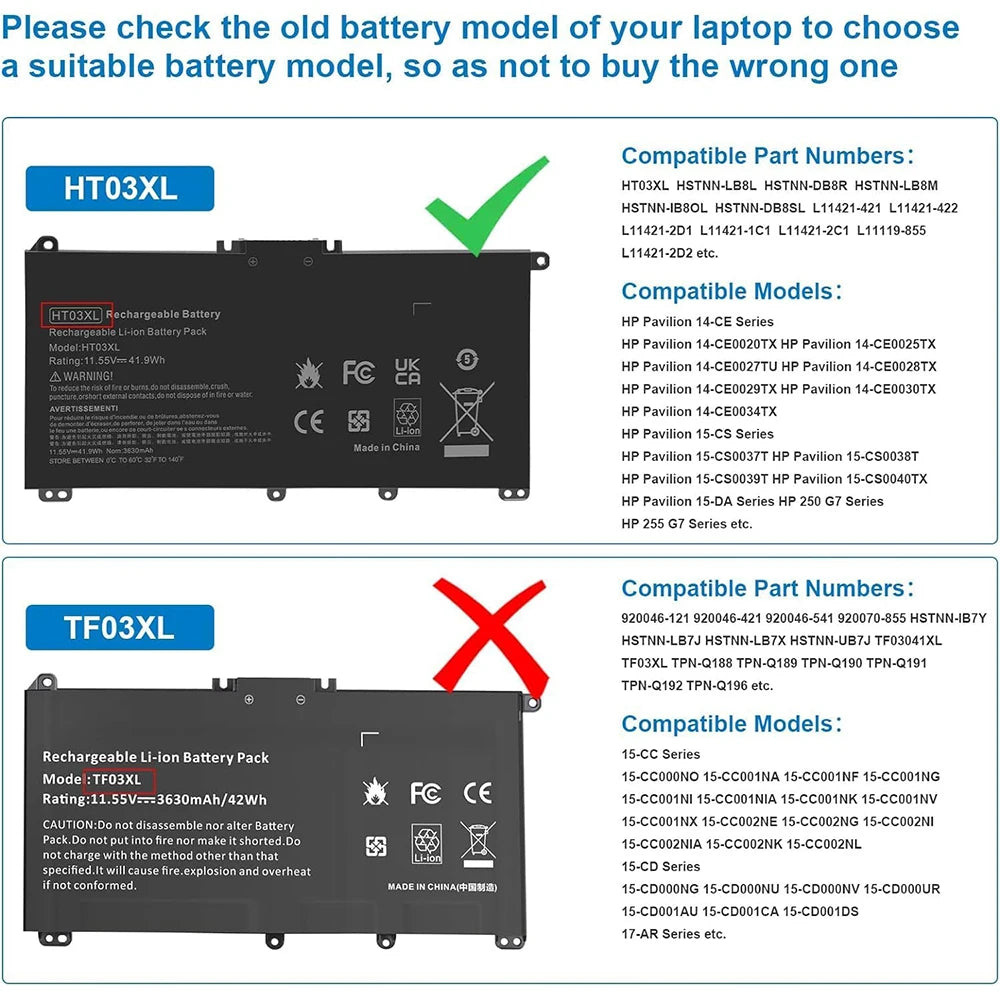 HT03XL L11119-855 Laptop Battery Replacement for HP Pavilion