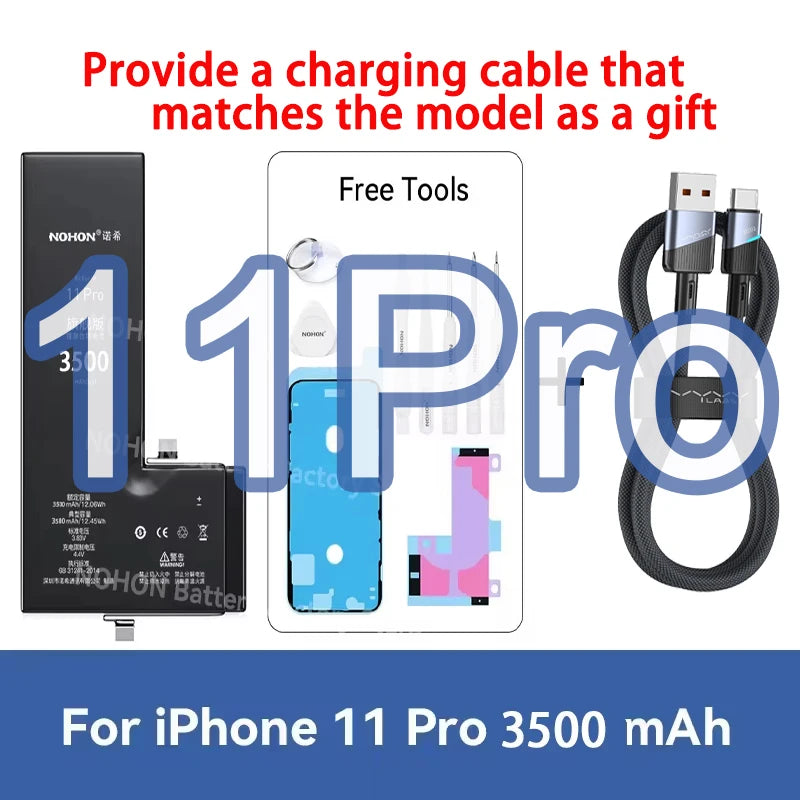 NOHON phone Battery For Apple iPhone 6 7 8 X XR XS 11 12 13 Mini Max Pro Promax High Capacity Replacement Bateria Warranty