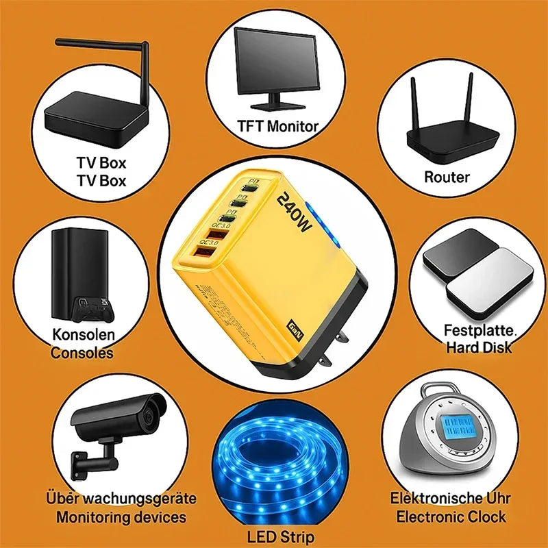 5 Ports USB PD Charger Type C Quick Charge Fast Charging Wal