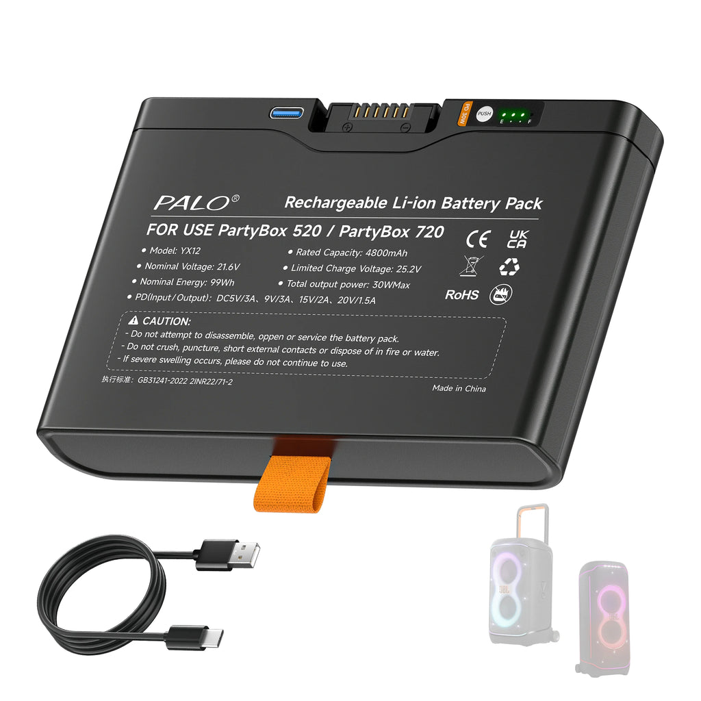 PALO 21.6V Replacement Battery for JBL Partybox 520 Partybox 720 BOOMBOX 4 Bluetooth Speaker with TYPE-C PD Fast Charging Port