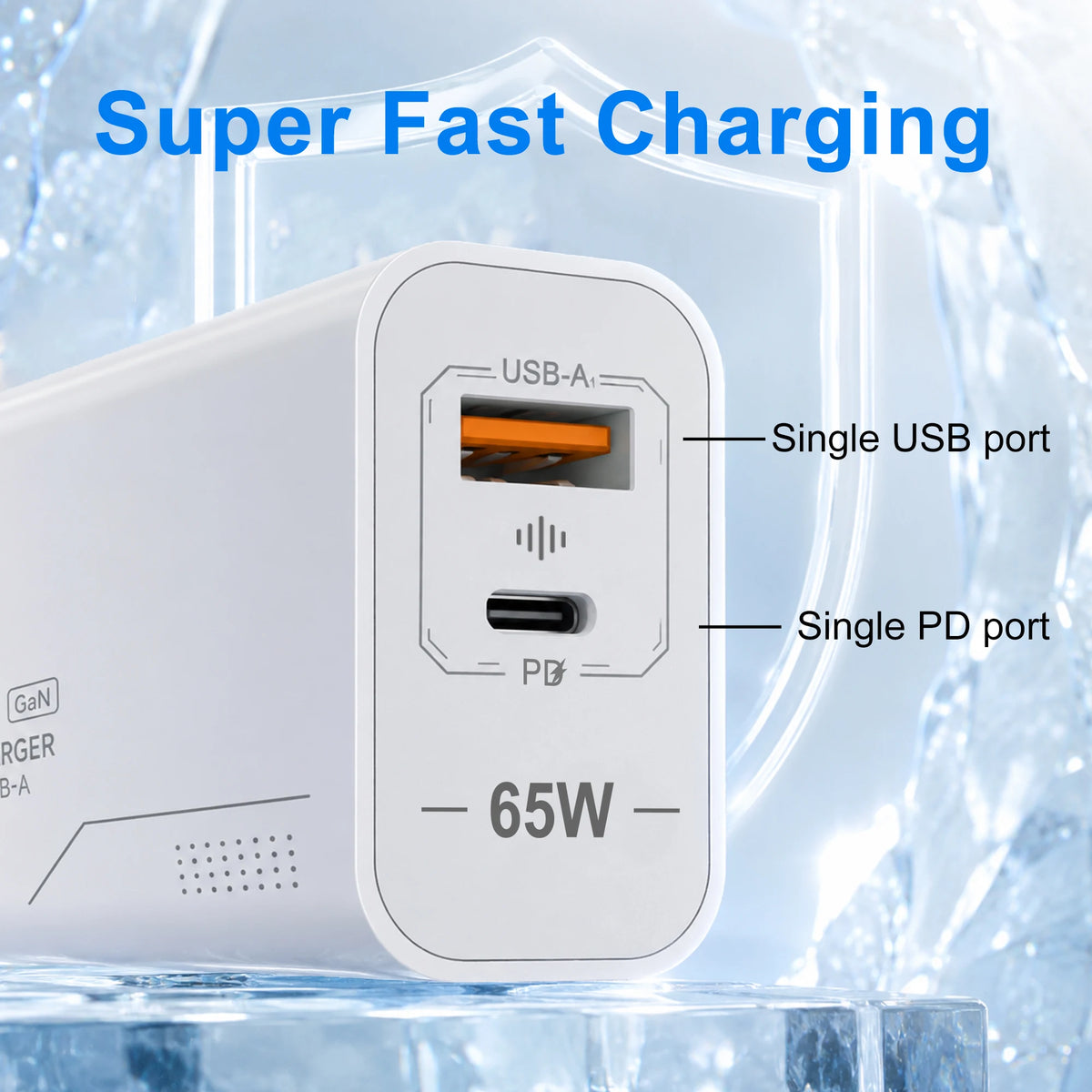 65W USB C GaN Fast Wall Charger PD 3.0 Quick Charge Adapter 