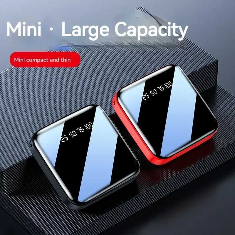 Mini 500000mAh Power Bank Portable Charger Mirror Screen LED