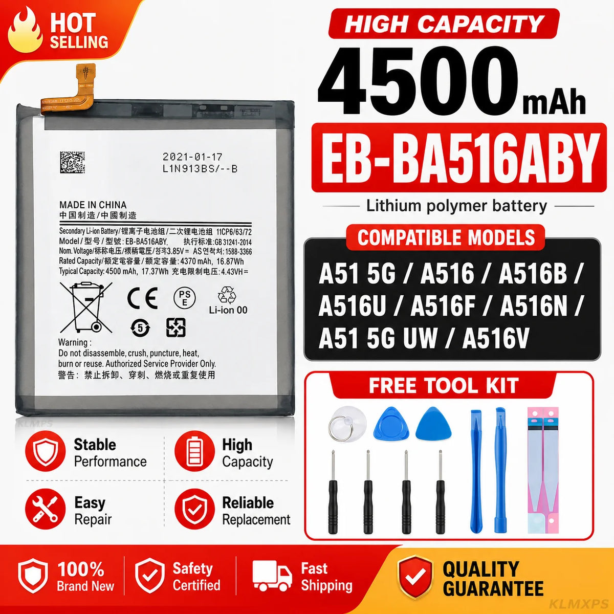 Quality Battery For Samsung S21 Ultra S21 Plus S20 FE A51 A70 A41 Note 20 Ultra A02S Phone Bateria Replacement