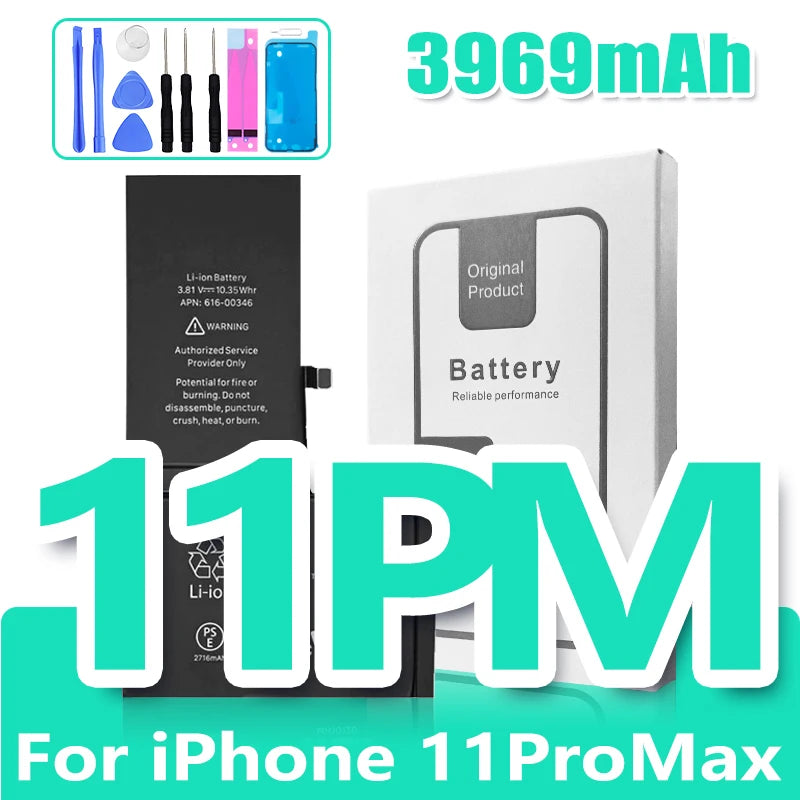 0 Cycle Replacement Battery for iPhone 11 12 13 14 Pro Max Mini High Capacity Phone for Apple iPhone with Free Repair Tools Set