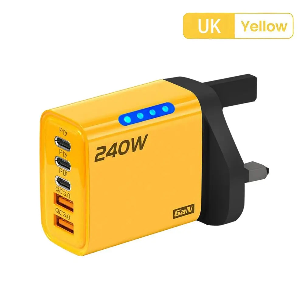 5 Ports USB PD Charger Type C Quick Charge Fast Charging Wall Adapter LED Display For iPhone 16 Samsung Xiaomi Huawei EU US UK