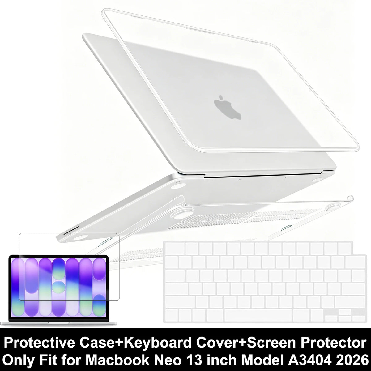 Ultra-Thin Crystal Case For MacBook Neo Case 13 inch 2026 Release Model A3404 Hard Shell Case&Keyboard Cover&Screen Protector