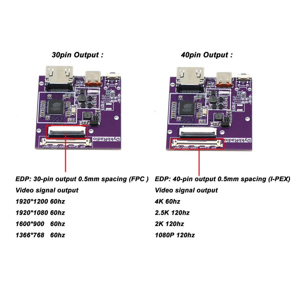 2K 4K HDMI to EDP Driver Board 30P 40P EDP Signal LCD Driver