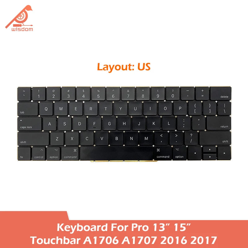 Laptop A1706 A1707 Keyboard For Macbook Pro Retina 13 15 Touchbar A1706 A1707 Keyboard Replacement 2016 2017