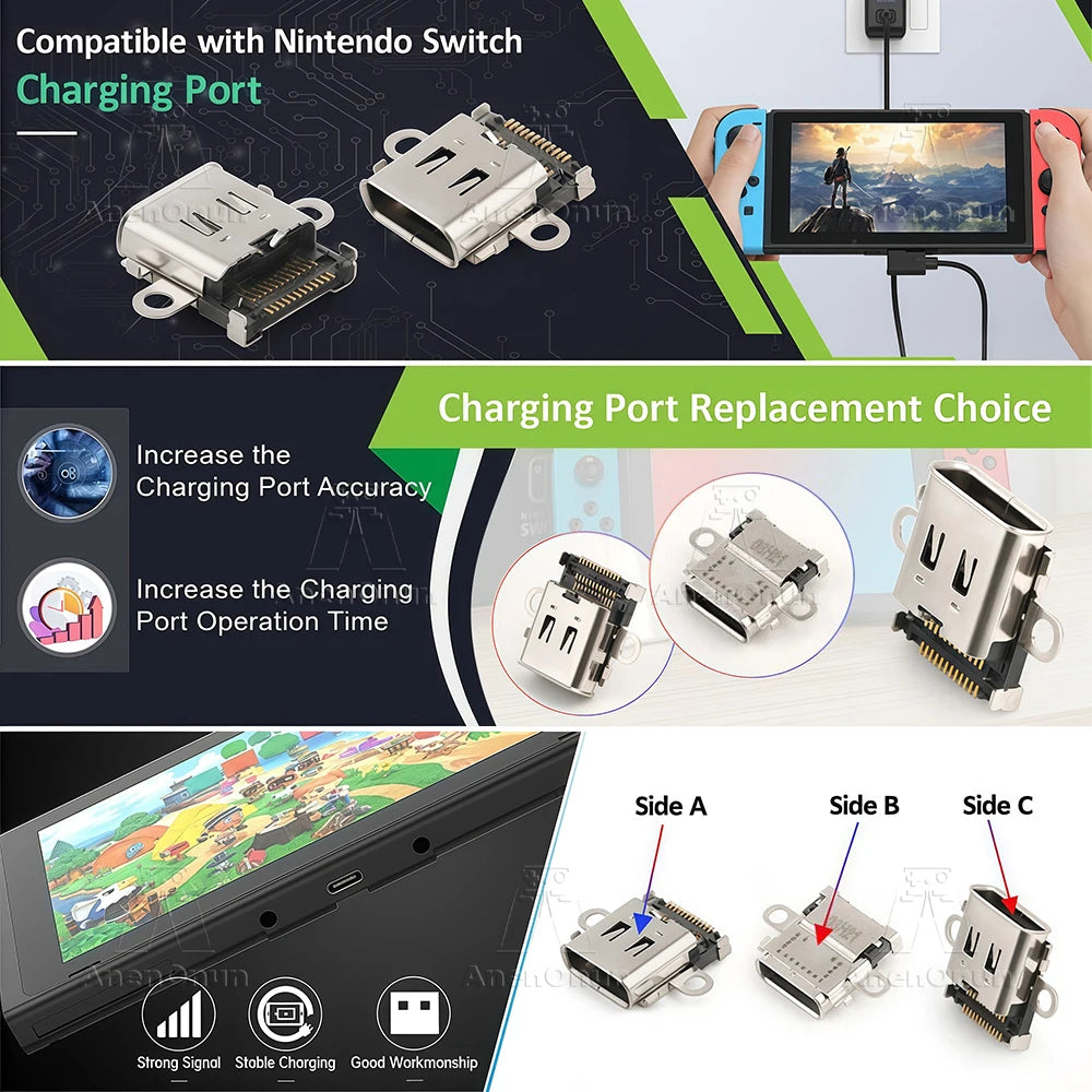 USB-C Charging Port for Switch Premium Replacement Parts Con