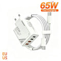 65W GaN Pattern Multi Port Travel Fast Charger Black Yellow 