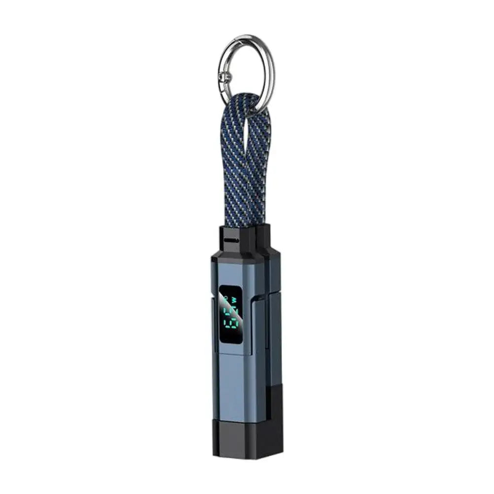 4-in-1 Keychain USB C Cable with V/A/W Display 65W Fast Charging with LED Charger Cord for iPhone 16/15 iPad MacBook Samsung