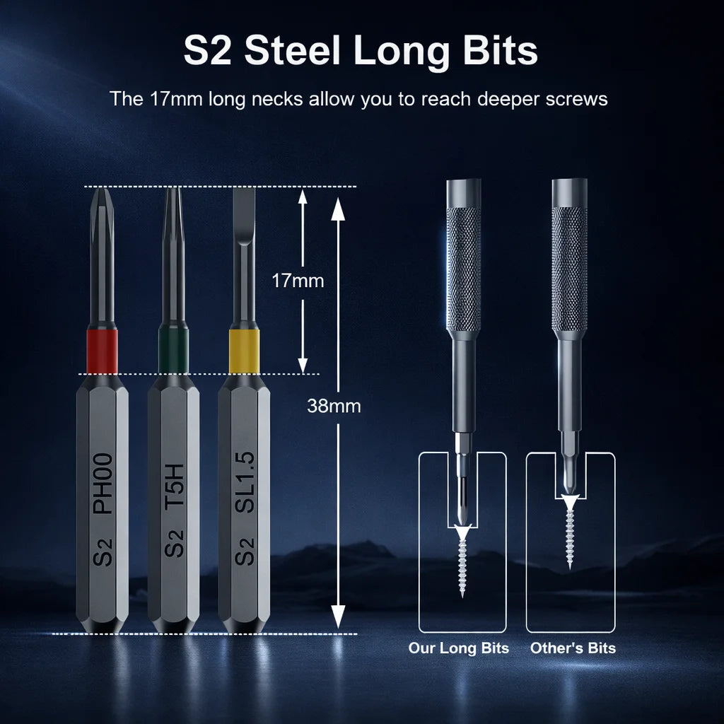 Precision Screwdriver Set Screwdriver Kit with 36 Long S2 Bi