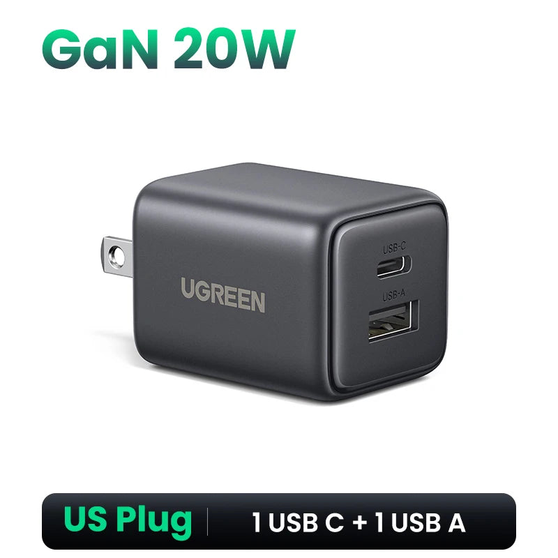 US Plug UGREEN 20W 30W GaN Charger Mini PD 3.0 USB C Phone Charger For iPhone 16 15 14 Pro Samsung S25 Xiaomi Tablet iPad Air