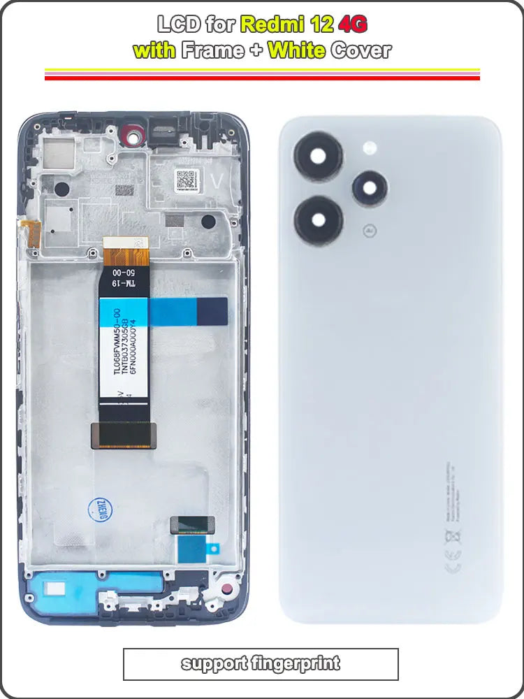 6.79 LCD for Redmi 12 4G LCD Phone Display Touch Screen Digitizer Replacement Assembly for Redmi 12 4G LCD with Frame