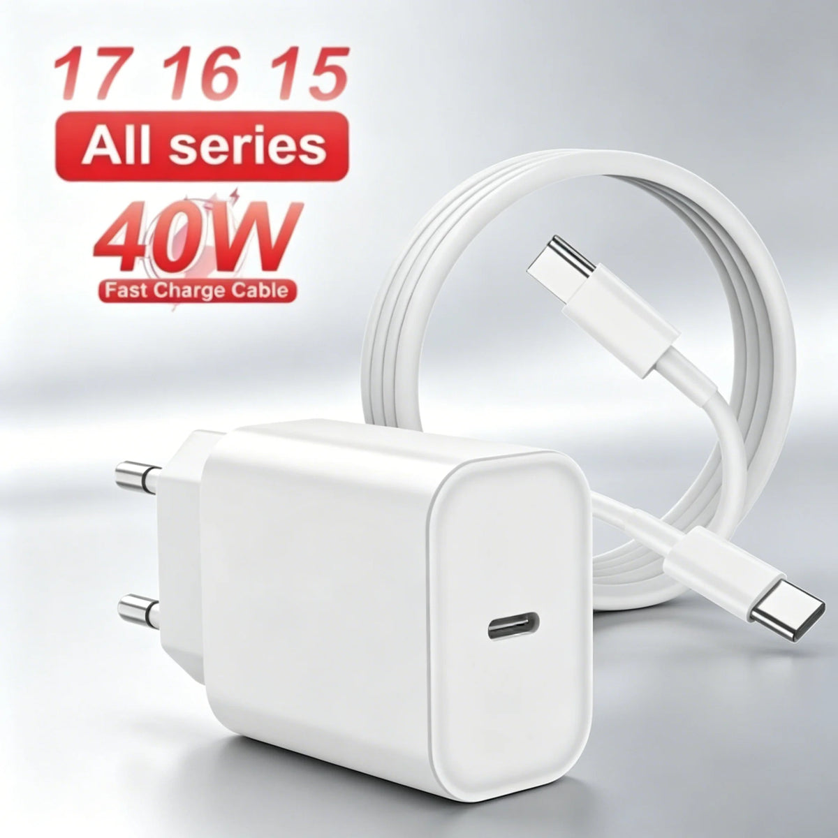 PD 40W Charger USB C Fast Charging Cable For iPhone 17 16 15