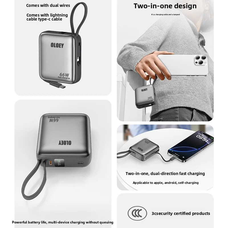 66W 100000mAh Power Bank Fast Charging PD 22W Portable Mini 