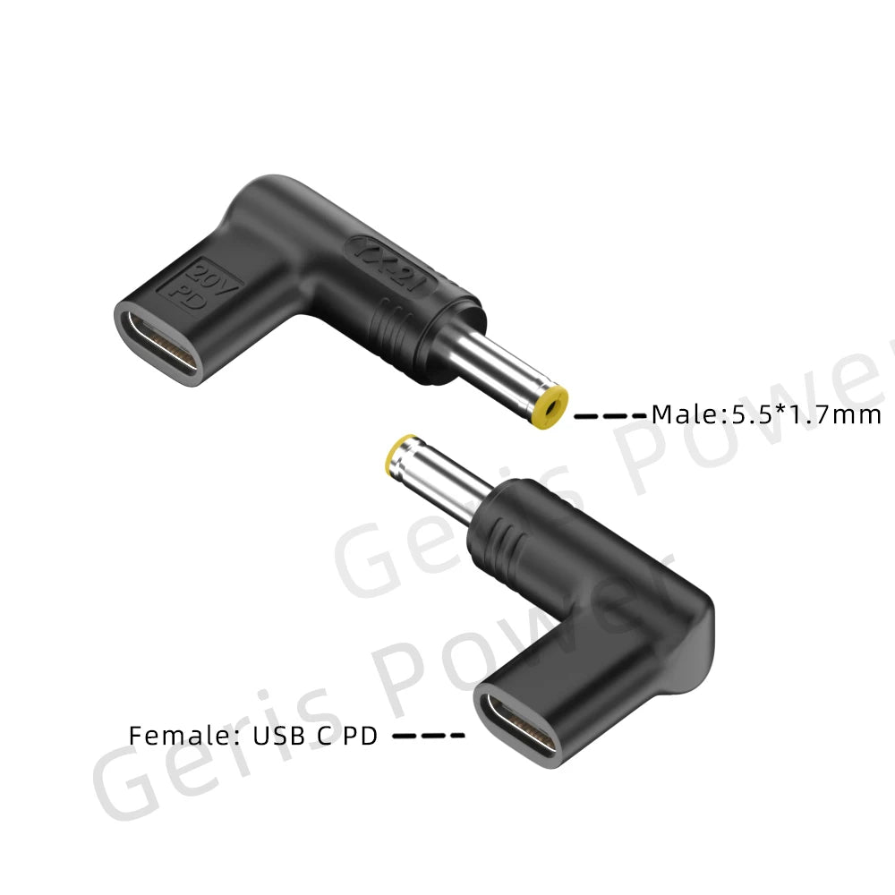65W 90W 100W USB Type C PD to DC 4.5x3.0 7.4x5.0 4.0x1.35 5.5x2.5 5.5x1.7 3.0x1.1mm Laptop Charger Converter for Lenovo Asus Hp