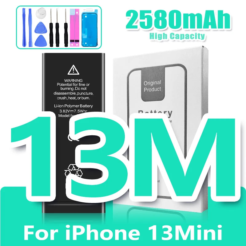 0 Cycle Replacement Battery for iPhone 11 12 13 14 Pro Max Mini High Capacity Phone for Apple iPhone with Free Repair Tools Set