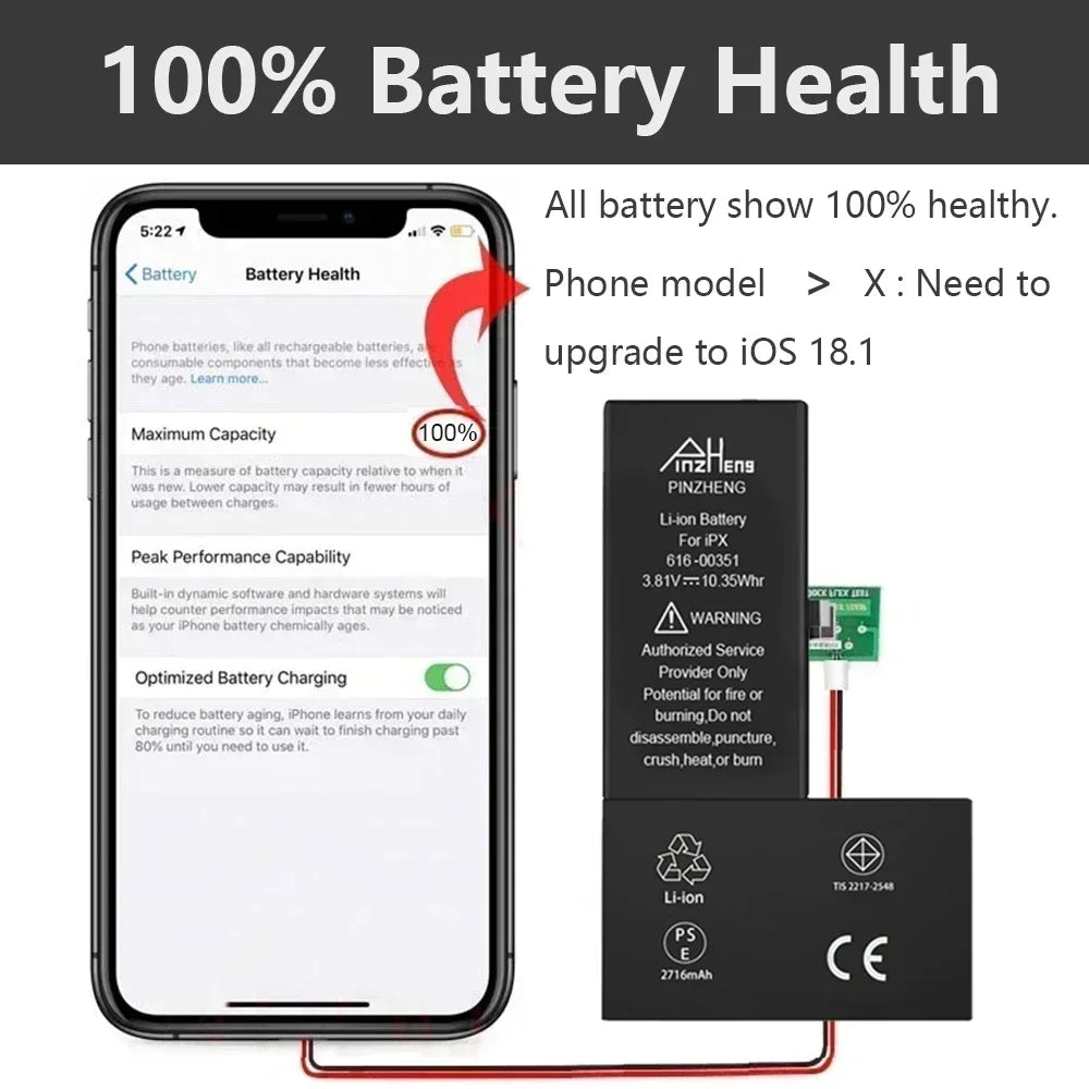 PINZHENG Real High Capacity Battery For iPhone 8 SE2020 6 6S