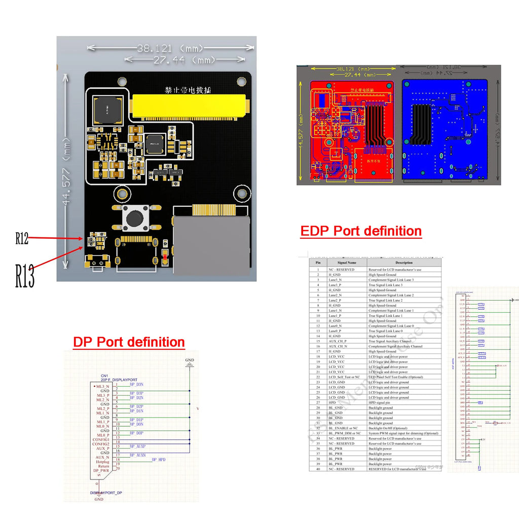 DP To EDP Driver Board EDP Signal Adapter 30pin 40pin 2K 4K 