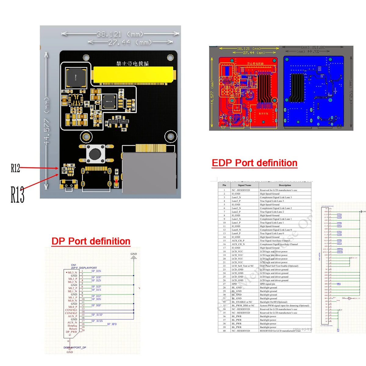 DP To EDP Driver Board EDP Signal Adapter 30pin 40pin 2K 4K 