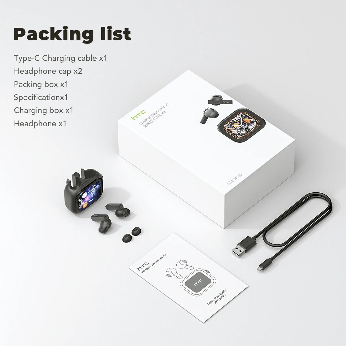 Headphones Bluetooth 5.2 TWS HTC Wireless Earphones Sports E