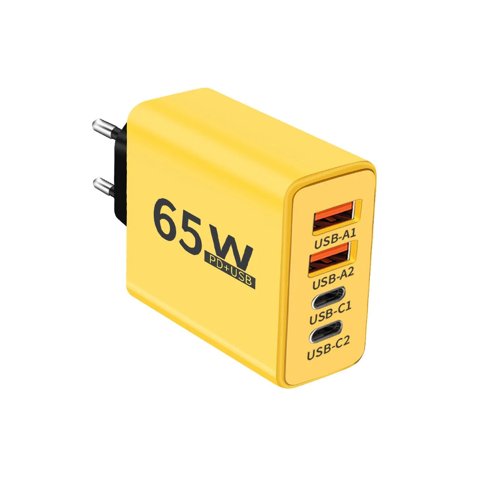 65W Fast Charge Multi-Port Charger Universal High-Speed Charging Adapter with Dual USB-A C Ports Efficient Fast Charger