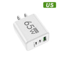 GaN PD 65W USB High Speed Charger For iPhone Samsung Huawei Xiaomi Oneplus Fast Charge Type C Mobile Phone Wall Adapter EU/US/KR