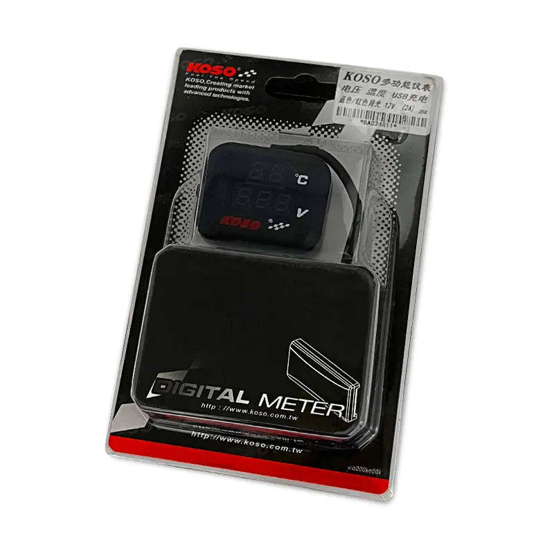 KOSO Water Temp Meter Voltmeter Gauge Motorcycle Phone USB C