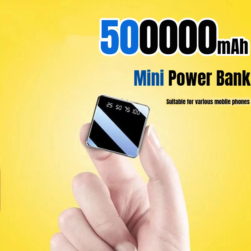 Mini 500000mAh Power Bank Portable Charger Mirror Screen LED