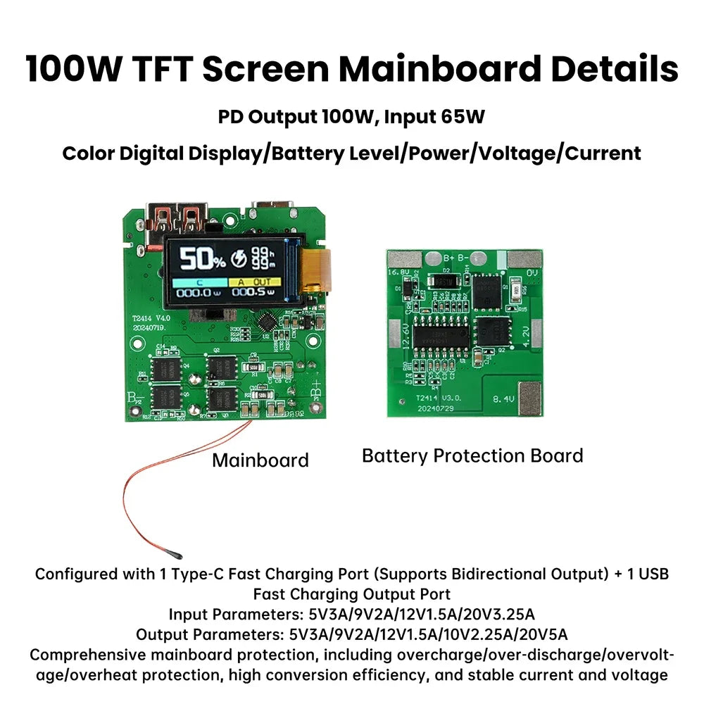 100W Fast Charging Module PD Quick Charge Power Bank Mainboa