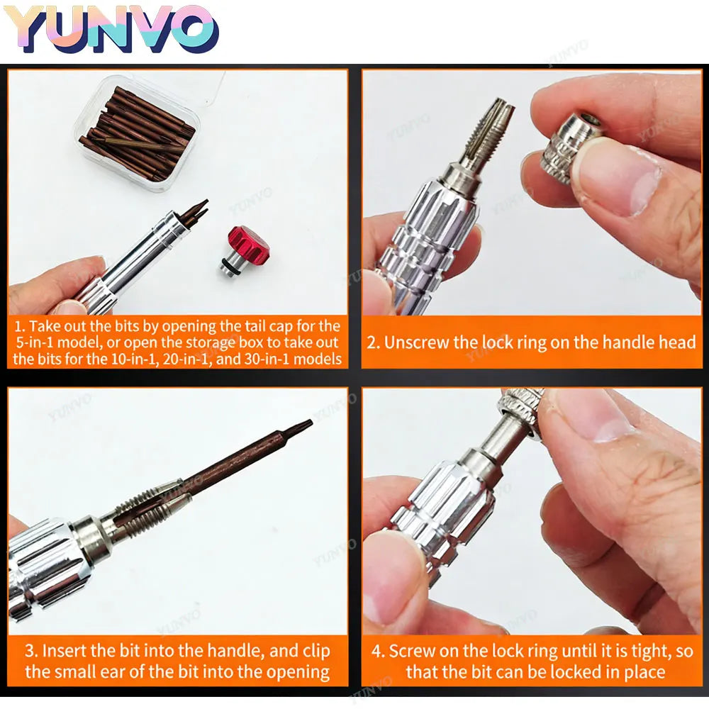 30 in 1 Magnetic Precision Screwdriver Set S2 Steel Bits Pho