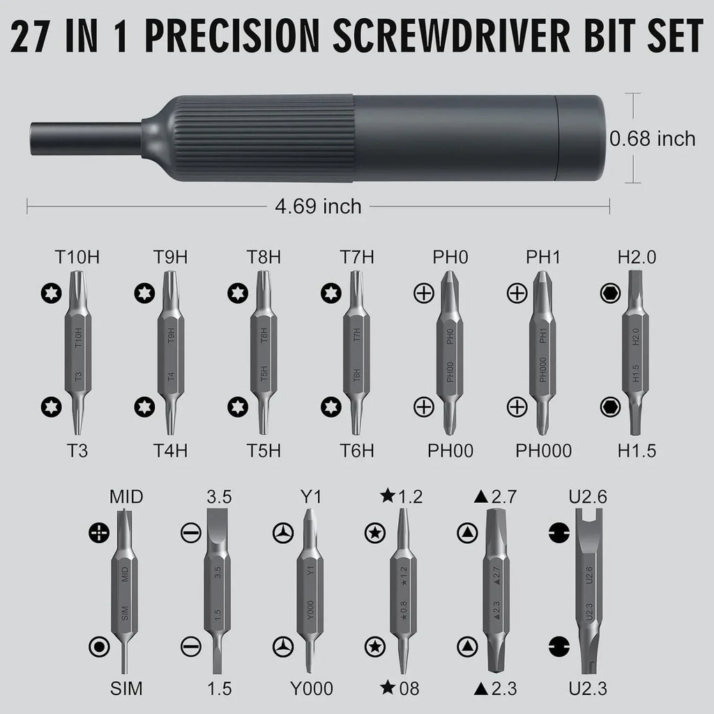 27 in 1 Precision Screwdriver Set Magnetic Bits Pen Style Ma