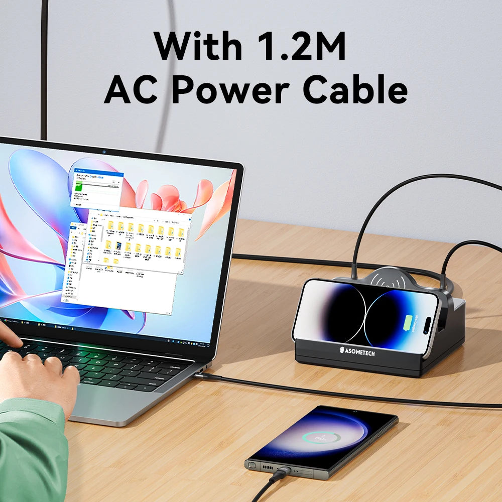 110W 6 Port USB Charger Station Dual Fast Wireless Charging 