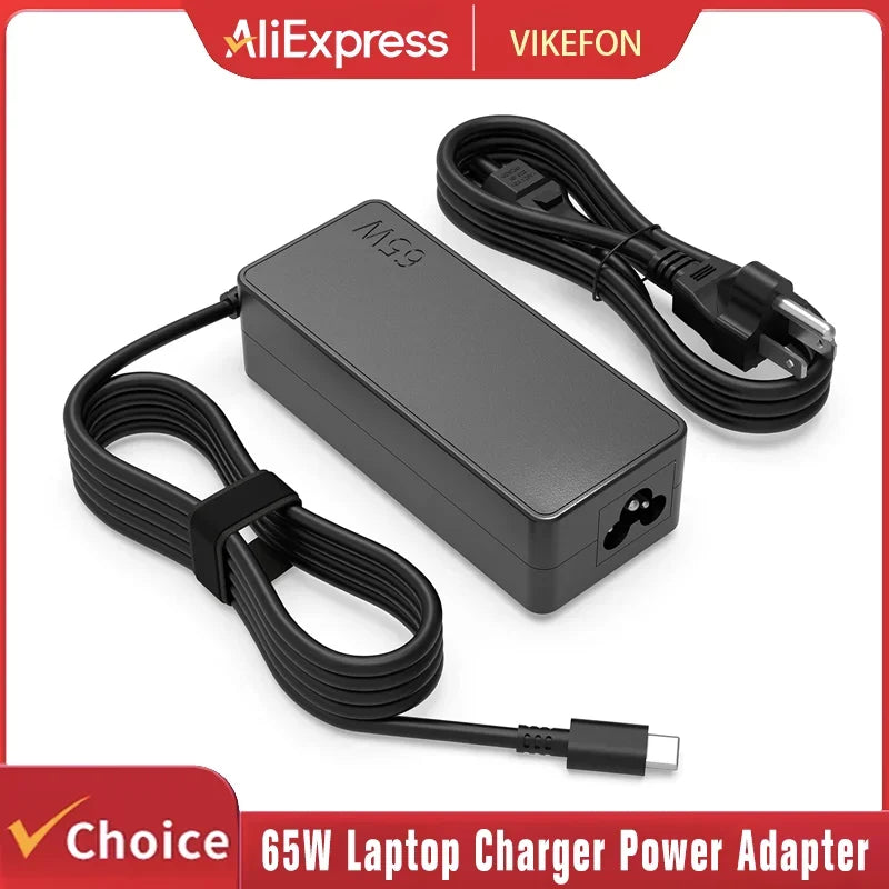 VIKEFON 65W USB C Laptop Charger Power Adapter for Lenovo Th