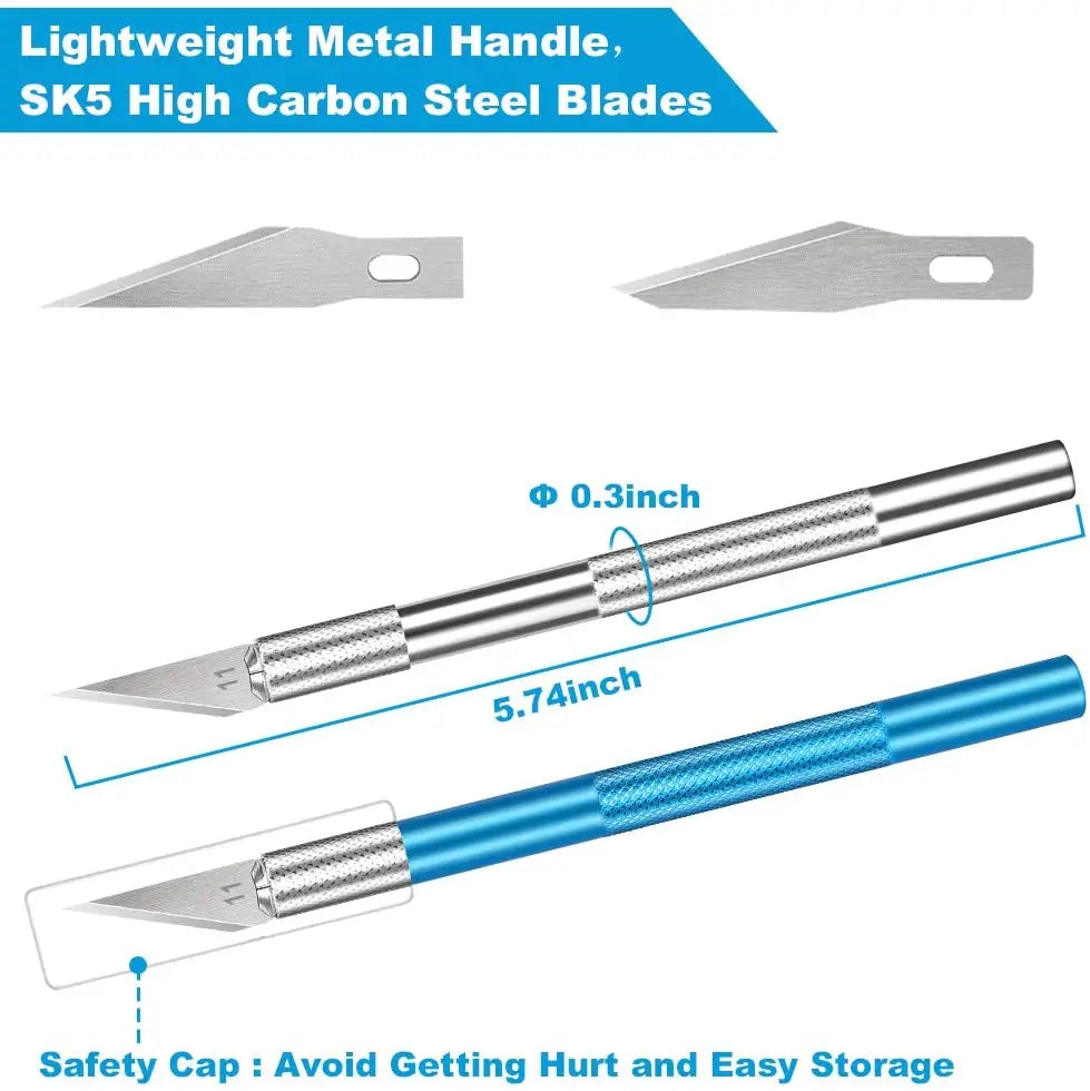 Engraving Non-Slip Metal Knife Kit + 40/10pcs 11 Blades Cutt